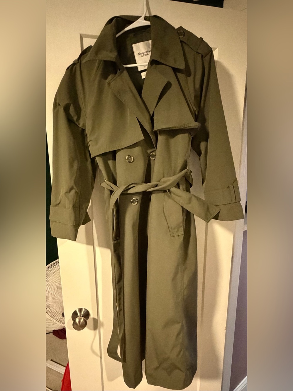 Abercrombie & Fitch Olive Trench Coat with Belt